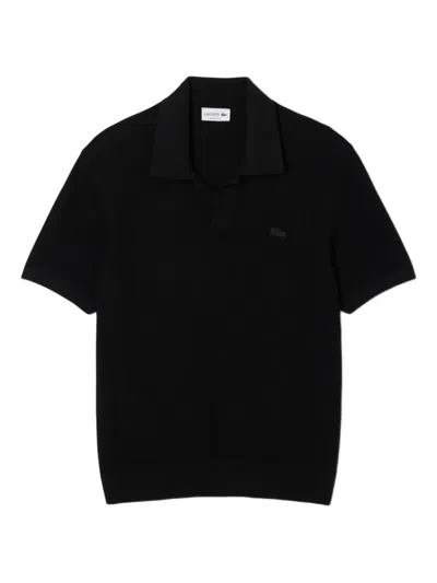 Lacoste Short-sleeve Polo Sweater In Black