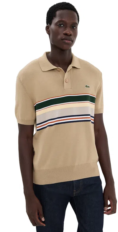 Lacoste Short Sleeve Polo Sweater Viennese Brown/lapland/navy