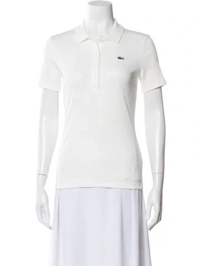 Pre-owned Lacoste Short Sleeve Polo In White