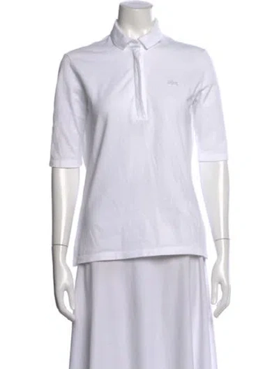Pre-owned Lacoste Short Sleeve Polo In White
