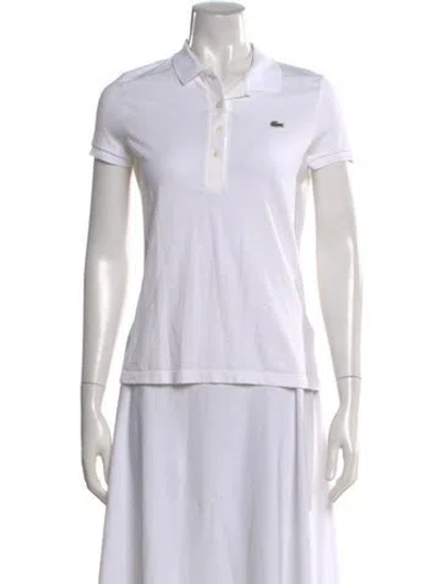 Pre-owned Lacoste Short Sleeve Polo In White