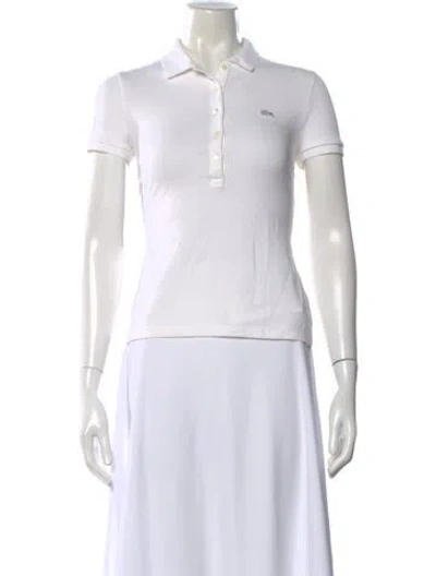 Pre-owned Lacoste Short Sleeve Polo In White
