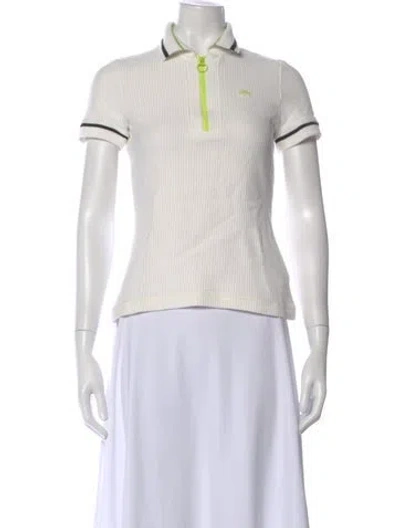 Pre-owned Lacoste Short Sleeve Polo In White