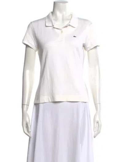 Pre-owned Lacoste Short Sleeve Polo In White