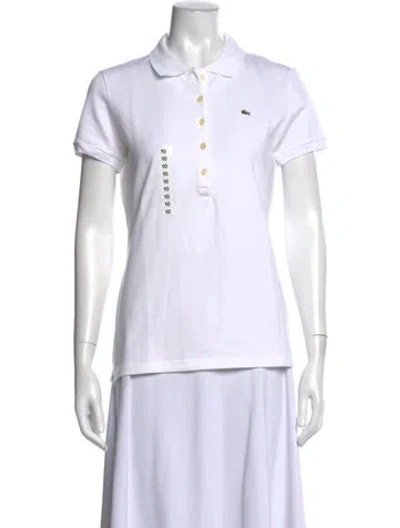 Pre-owned Lacoste Short Sleeve Polo In White