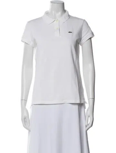 Pre-owned Lacoste Short Sleeve Polo In White