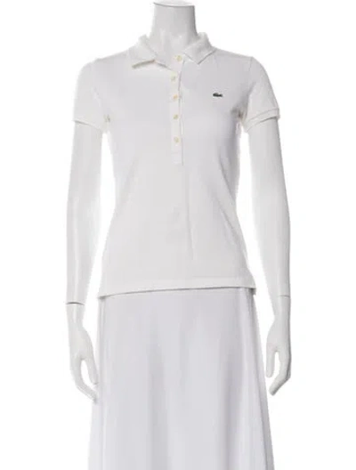 Pre-owned Lacoste Short Sleeve Polo In White