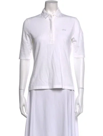 Pre-owned Lacoste Short Sleeve Polo In White