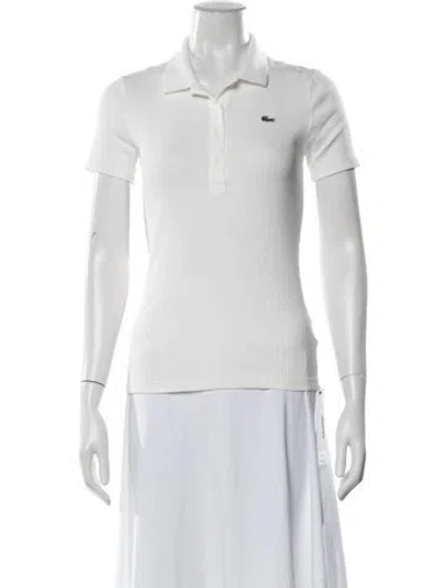 Pre-owned Lacoste Short Sleeve Polo In White
