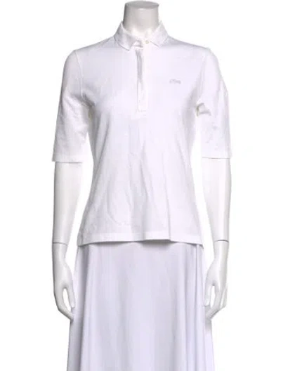Pre-owned Lacoste Short Sleeve Polo In White