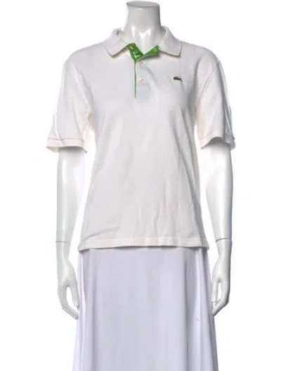 Pre-owned Lacoste Short Sleeve Polo In White