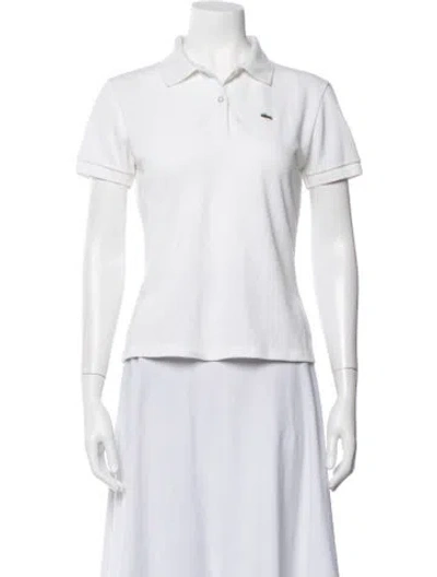 Pre-owned Lacoste Short Sleeve Polo In White