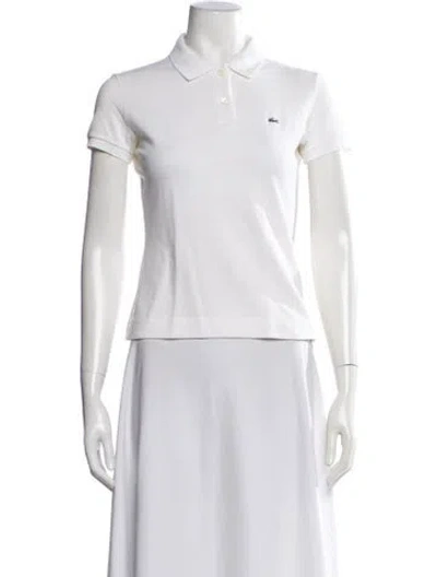 Pre-owned Lacoste Short Sleeve Polo In White