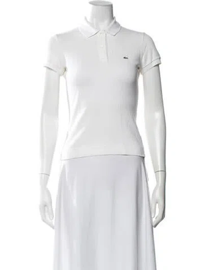 Pre-owned Lacoste Short Sleeve Polo In White