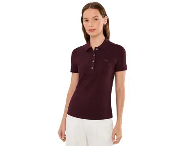Lacoste Short Sleeve Slim Fit Stretch Pique Polo Women's Clothing Oxalis: 0 (eur 32) In Black
