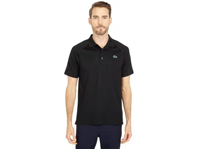 Lacoste Short Sleeve Sport Breathable Run-resistant Interlock Polo Shirt In Black