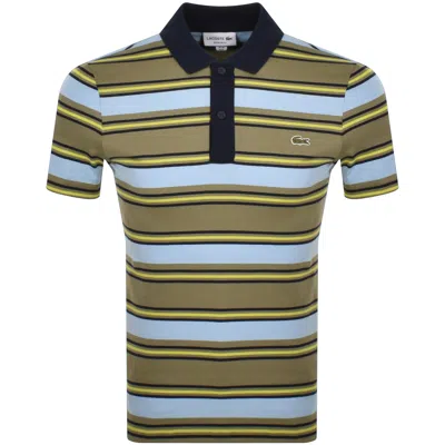 Lacoste Multicolor Striped Polo In Khaki