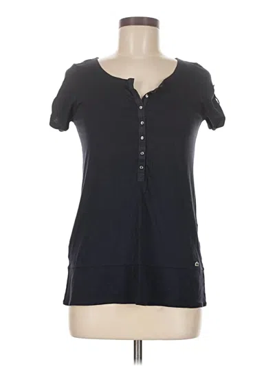 Pre-owned Lacoste Short Sleeve Top Black Sweetheart Neckline Tops