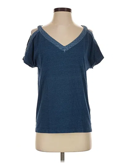 Pre-owned Lacoste Short Sleeve Top Blue Cold Shoulder Neckline Tops