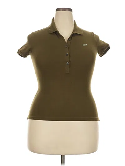 Pre-owned Lacoste Short Sleeve Top Brown Collared Neckline Tops