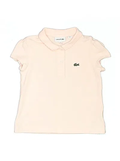 Pre-owned Lacoste Kids' Short Sleeve Top Ivory Collared Neckline Tops In White