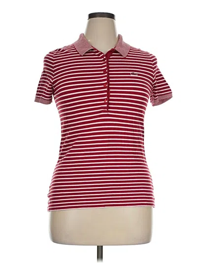 Pre-owned Lacoste Short Sleeve Top Red Collared Neckline Tops