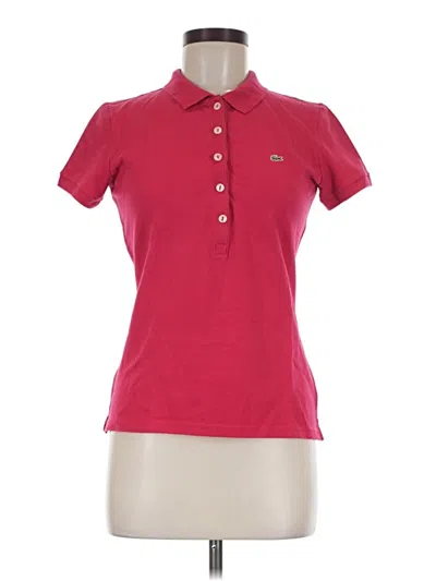 Pre-owned Lacoste Short Sleeve Top Red Collared Neckline Tops