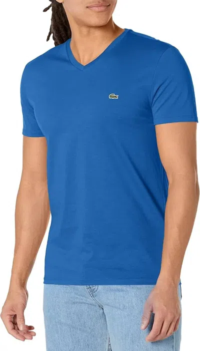 Lacoste Short Sleeve V-neck Pima Cotton Jersey T-shirt In Kingdom In Blue