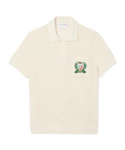 Lacoste Short-sleeved Knitted Polo Shirt In Neutral