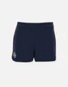 Lacoste Stretch Tennis Shorts With Piping And Side Stripe In Blue