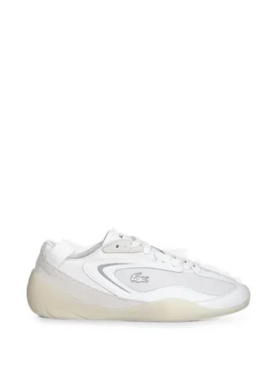 Lacoste Side Low Suede-panelled Mesh Sneakers In White