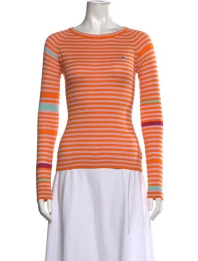 Pre-owned Lacoste Silk Striped Sweater In Orange