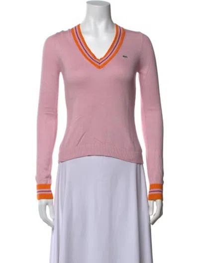 Pre-owned Lacoste Silk V-neck Sweater In Pink