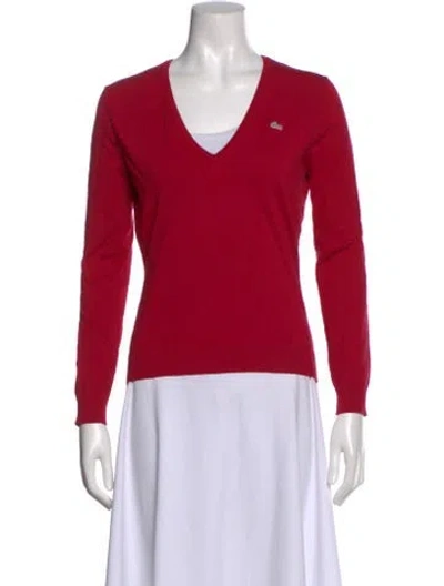 Pre-owned Lacoste Silk V-neck Sweater In Red