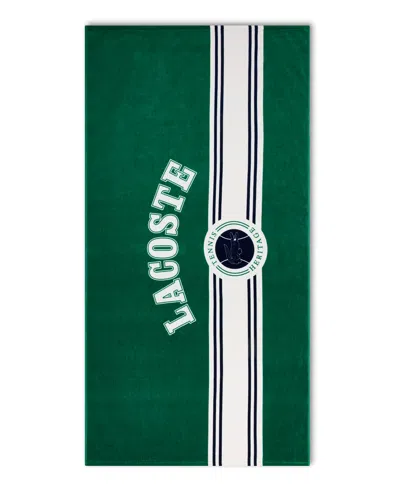 Lacoste Single Badge Cotton Beach Towel, 36" X 72" In Green