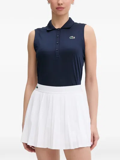 Lacoste Sleeveless Logo-patch Polo Shirt In Blue