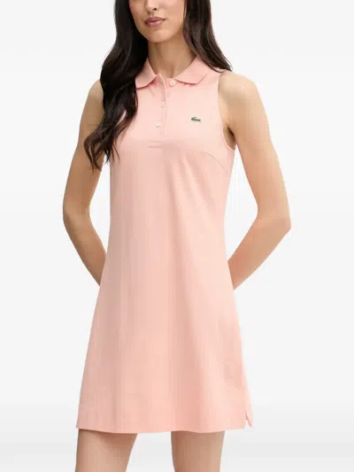 Lacoste Sleeveless Mini Polo Dress In Pink