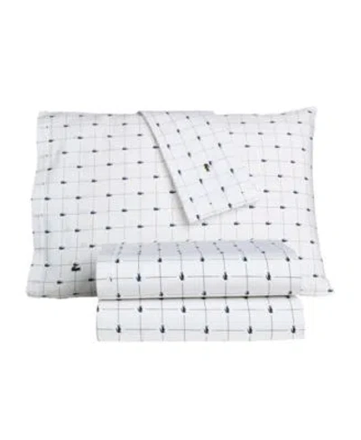 Lacoste Slice Cotton Sheet Set In White