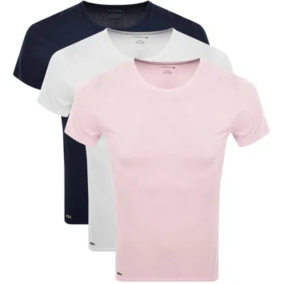 Lacoste Slim Fit 3 Pack T Shirts In Navy