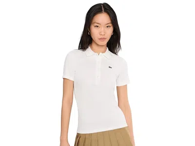 Lacoste Slim Fit L.12.d Ribbed Cotton Polo Shirt In White