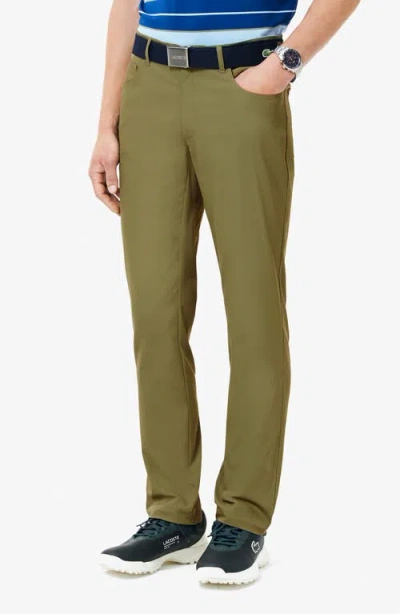 Lacoste Slim Fit Performance Golf Pants In Brown