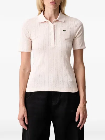 Lacoste Slim Fit Pointelle Knit Polo Shirt In Pink