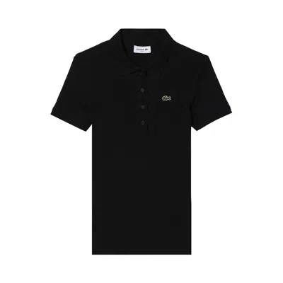 Pre-owned Lacoste Slim Fit Ribbed Polo Shirt 'black' | Women's Size 38