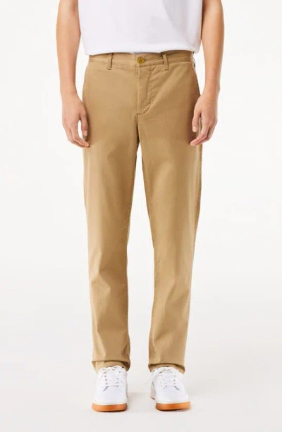 Lacoste Slim Fit Stretch Cotton Chinos In Cb8 Lion