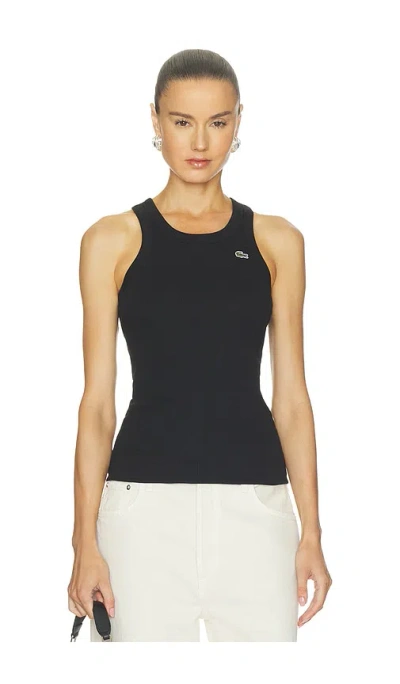 Lacoste Slim Fit Twill Tank In Blue