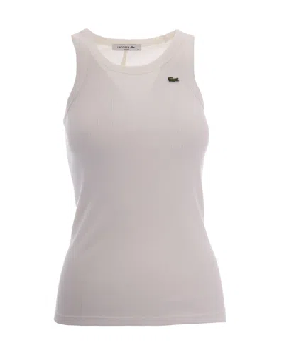 Lacoste Slim Ribbed Cotton Tank Top In Gray