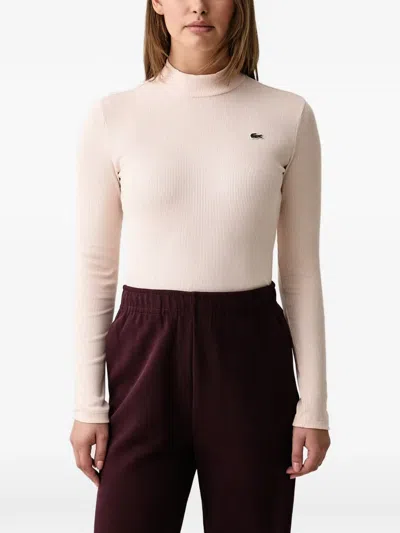 Lacoste Slim-fit High-neck Long-sleeved T-shirt In Pink