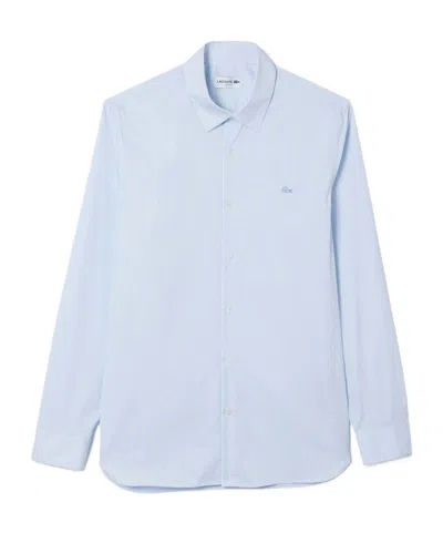 Lacoste Slim-fit Plaid Poplin Shirt In White