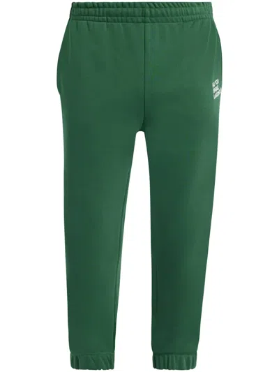 Lacoste Slogan-embroidered Track Pants In Green