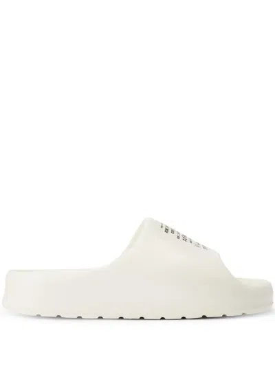 Lacoste Slogan-print Pool Slides In White
